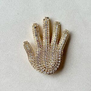 Vintage Bauer Pave Diamond Hand Brooch